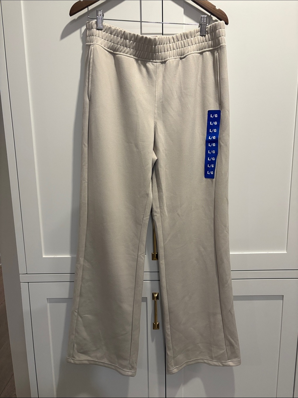 New Spyder Women's Wide-Leg Textured Elastic-Waist Jeans - Cream SZ Large